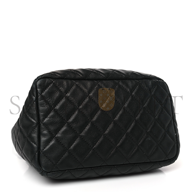 Ch*el lambskin quilted cc chain bucket bag black (27*26*17cm)